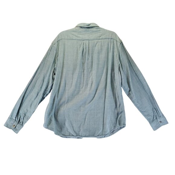 Old Navy Shirt Mens XXL Teal Blue Slim Fit Button-Down Long-Sleeve Casual Cotton - Picture 8 of 9